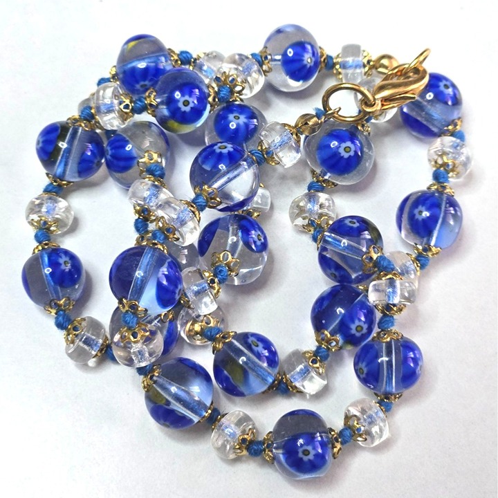 Vintage Venetian Blue Eye Bead Necklace