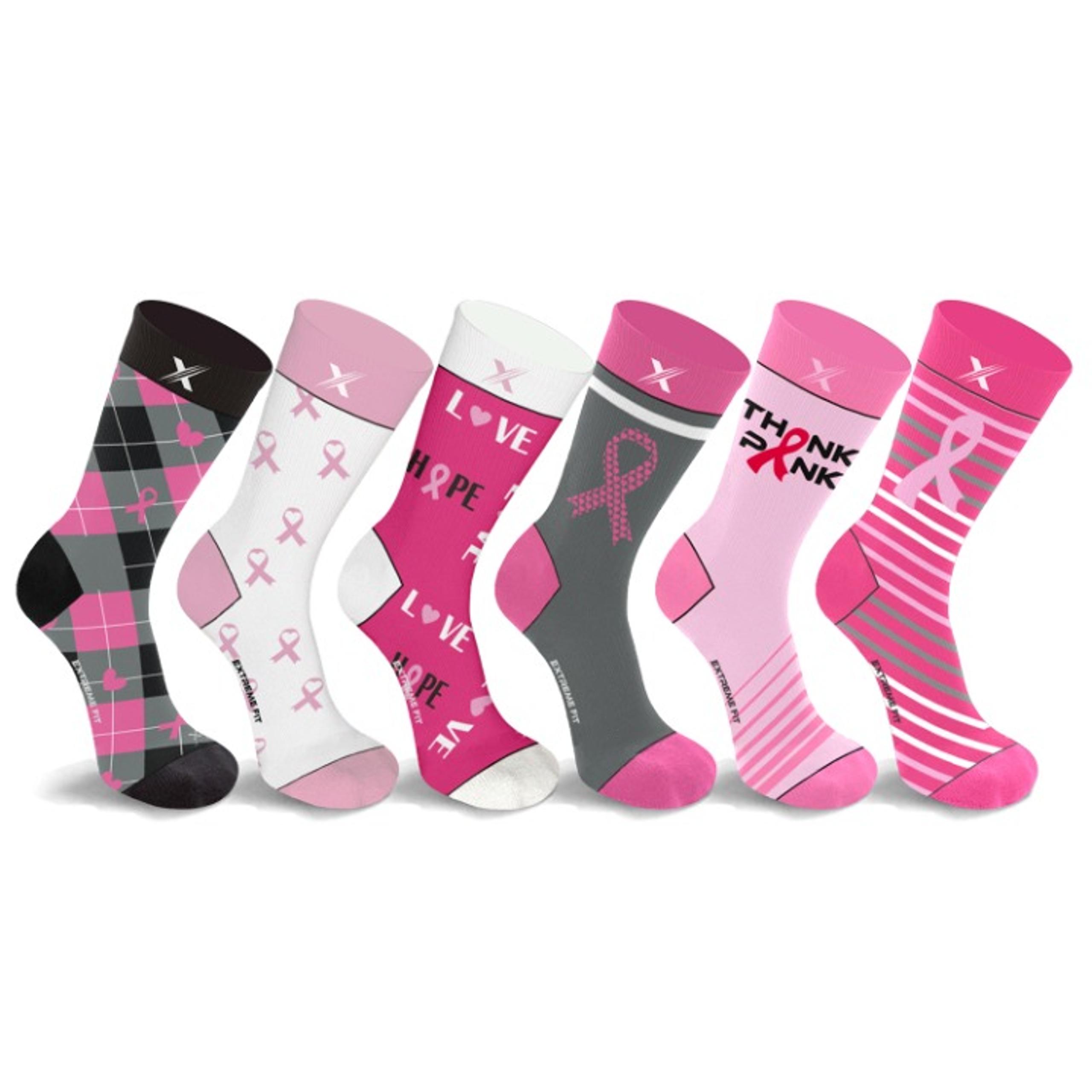 SMALL/MEDIUM Breast Cancer Crew Length Everyday Compression Socks (6pairs)