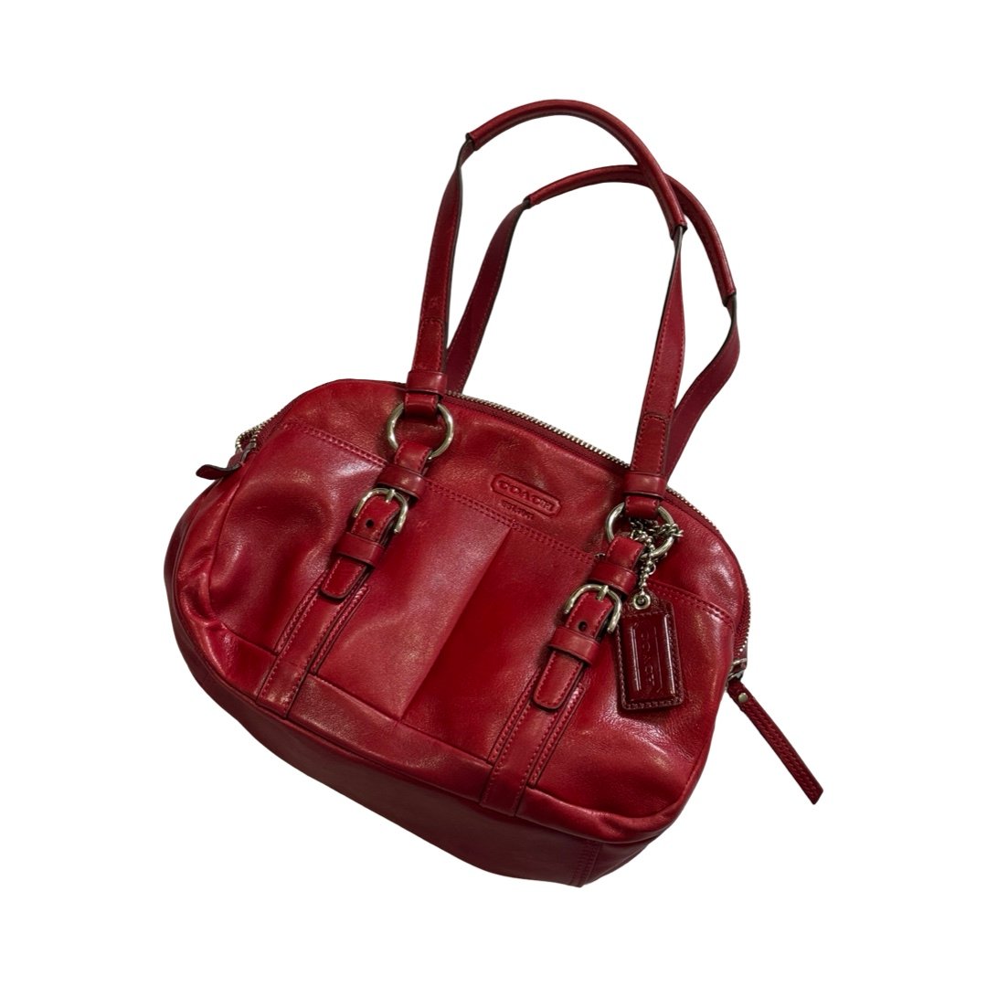 Vintage Coach SoHo red leather satchel handbag with pink lining 8.5/10 condition
