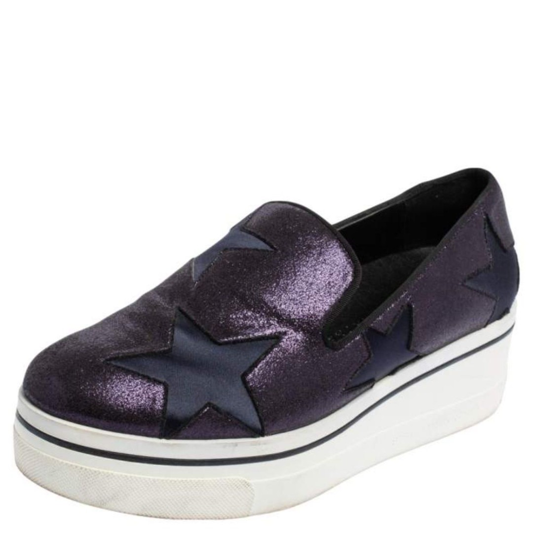 STELLA MCCARYNEY Metallic Suede Star Platform Slip Ons 38