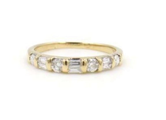 Certified 0.50ctw Diamond & Baguette Band 14k Gold