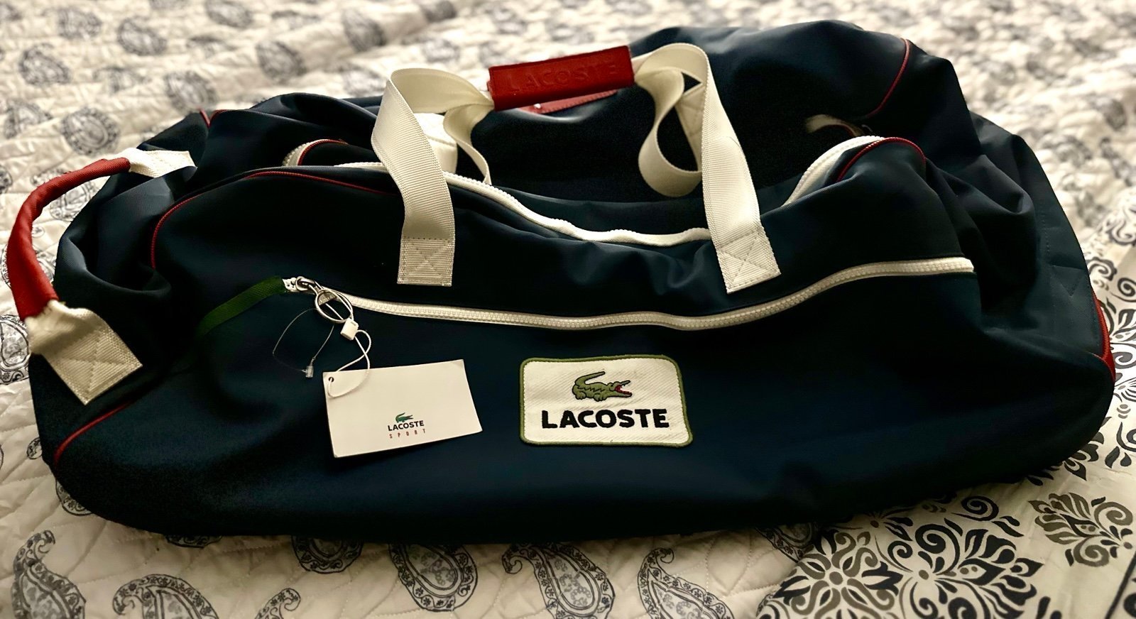 LACOSTE Large Midnight Blue Duffle Bag on wheels New With Tags