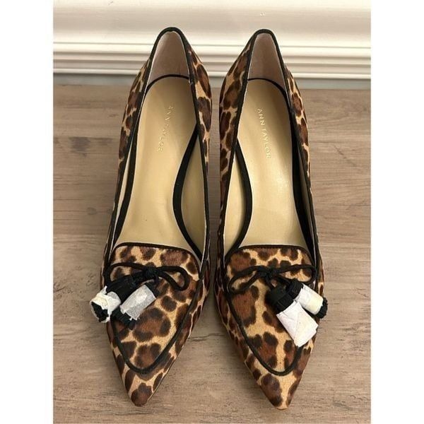 NEW! Ann Taylor Calf Hair Loafer Leopard Pumps With Tassels 6.5
