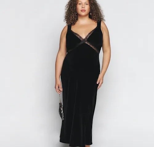 Reformation Lorenzo Velvet Dress (Black)