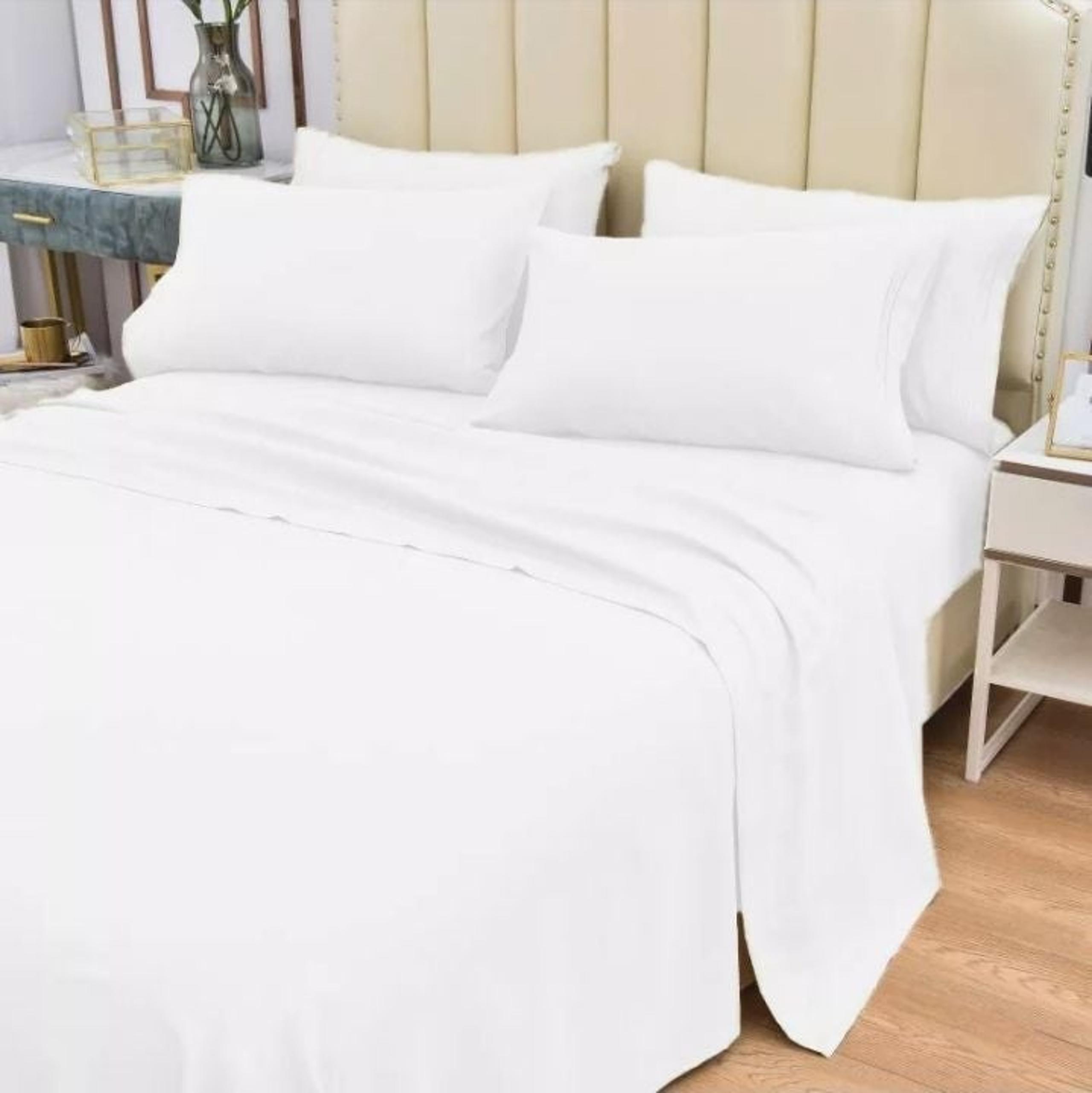 6 PCS QUEEN & WHITE BAMBOO BED SHEET SET