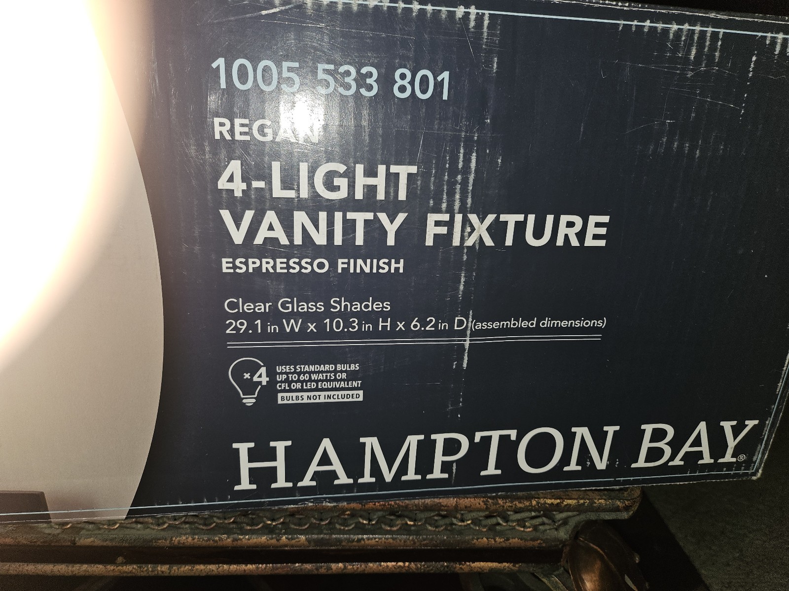 FREE SHIPPING- 4 Light Vanity Fixture- Hampton Bay- Expresso Finish- New