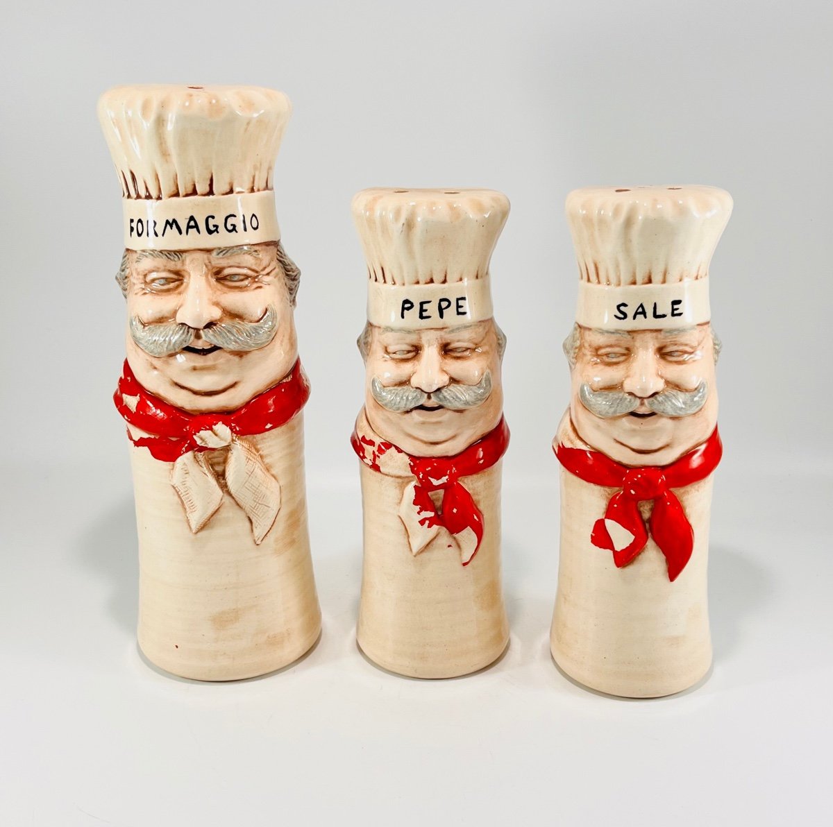 Vintage Sittre Ceramic Chefs Salt Pepper & Cheese Shaker Set