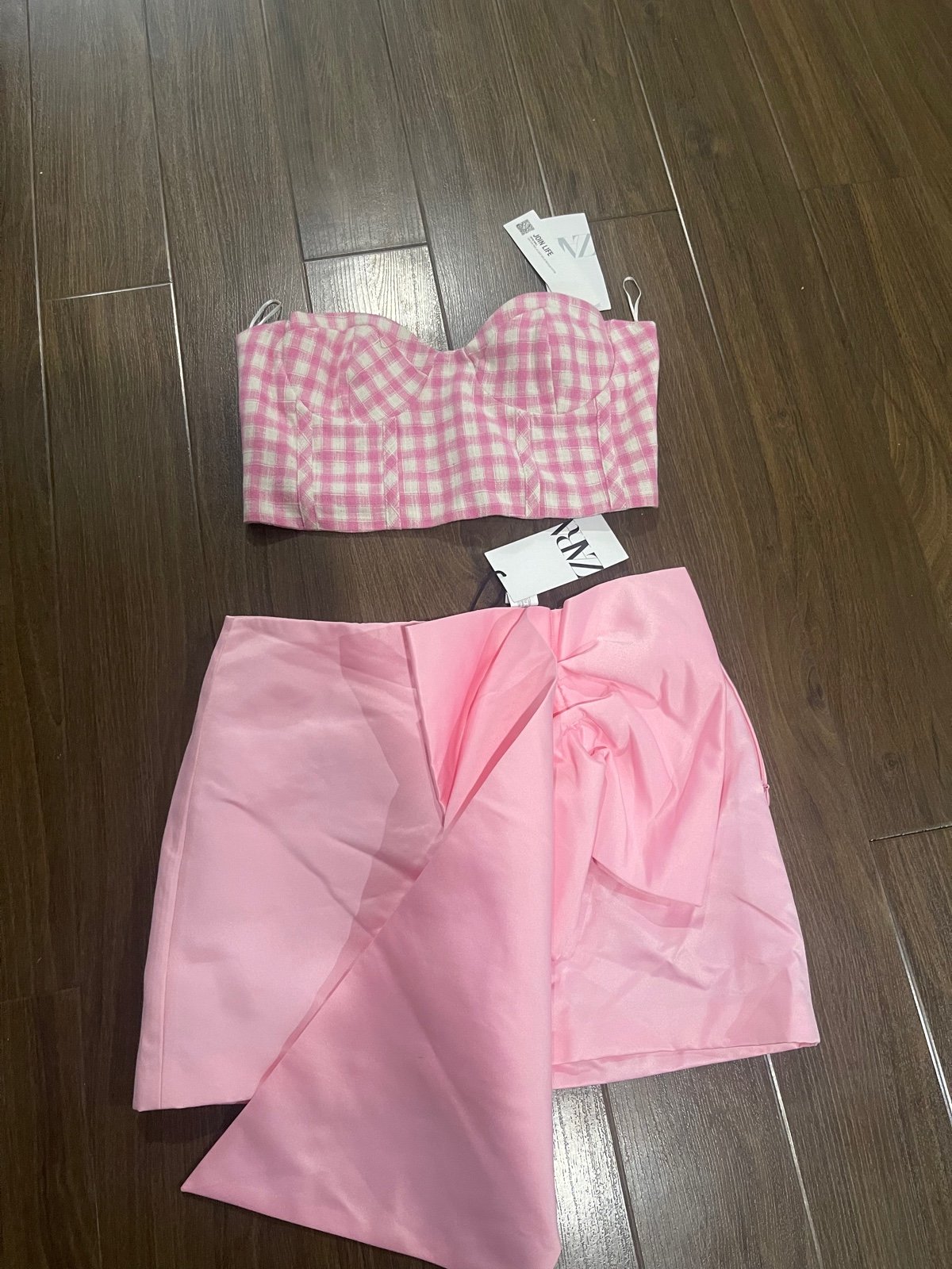 Zara pink two pieces skirt set