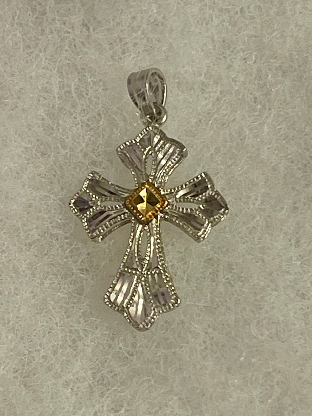 10k Withe Gold “ CROSS PENDANT two tones”