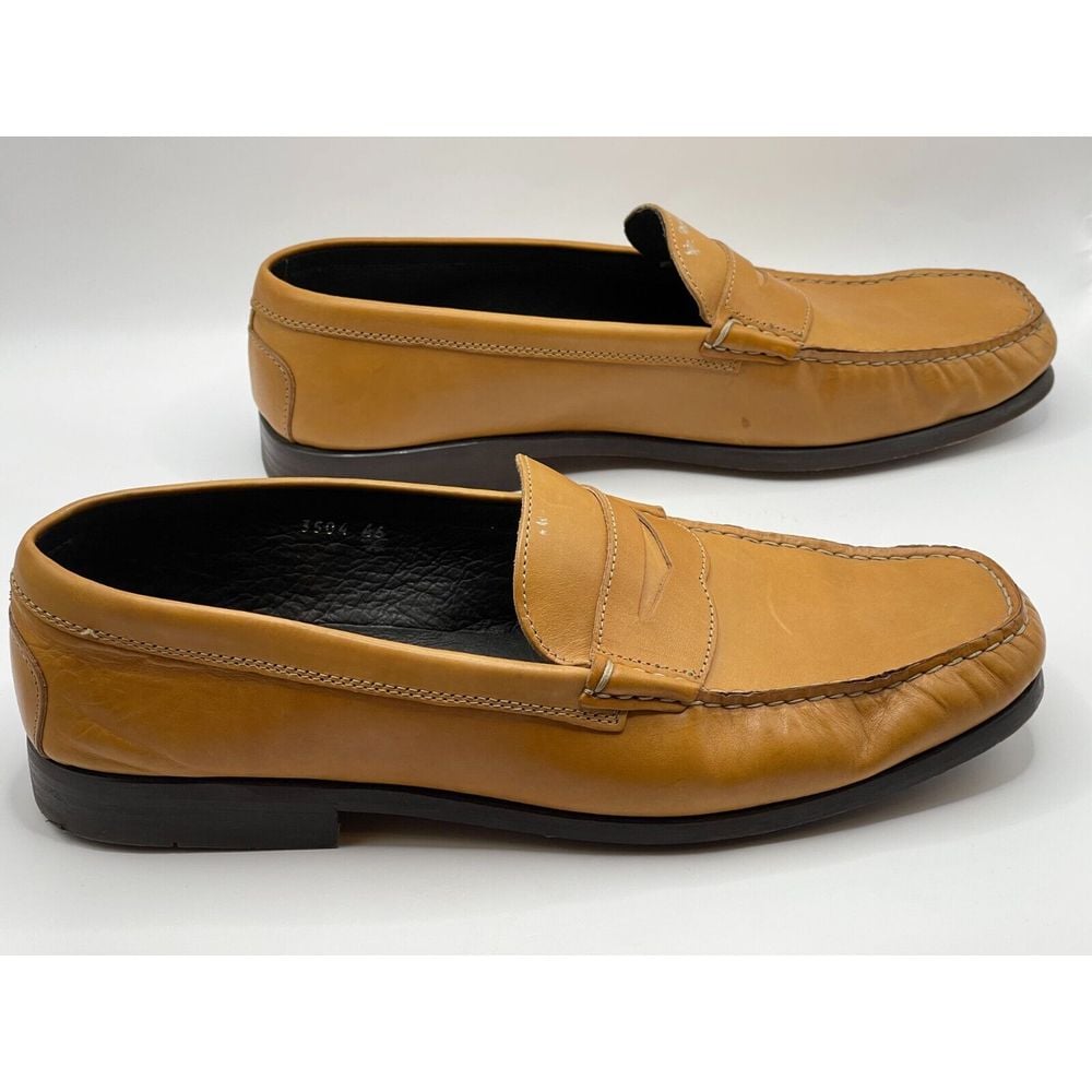 Leonardo Men's Leather Penny Loafer 12 US 46 EU Tan Modern Preppy Comfort
