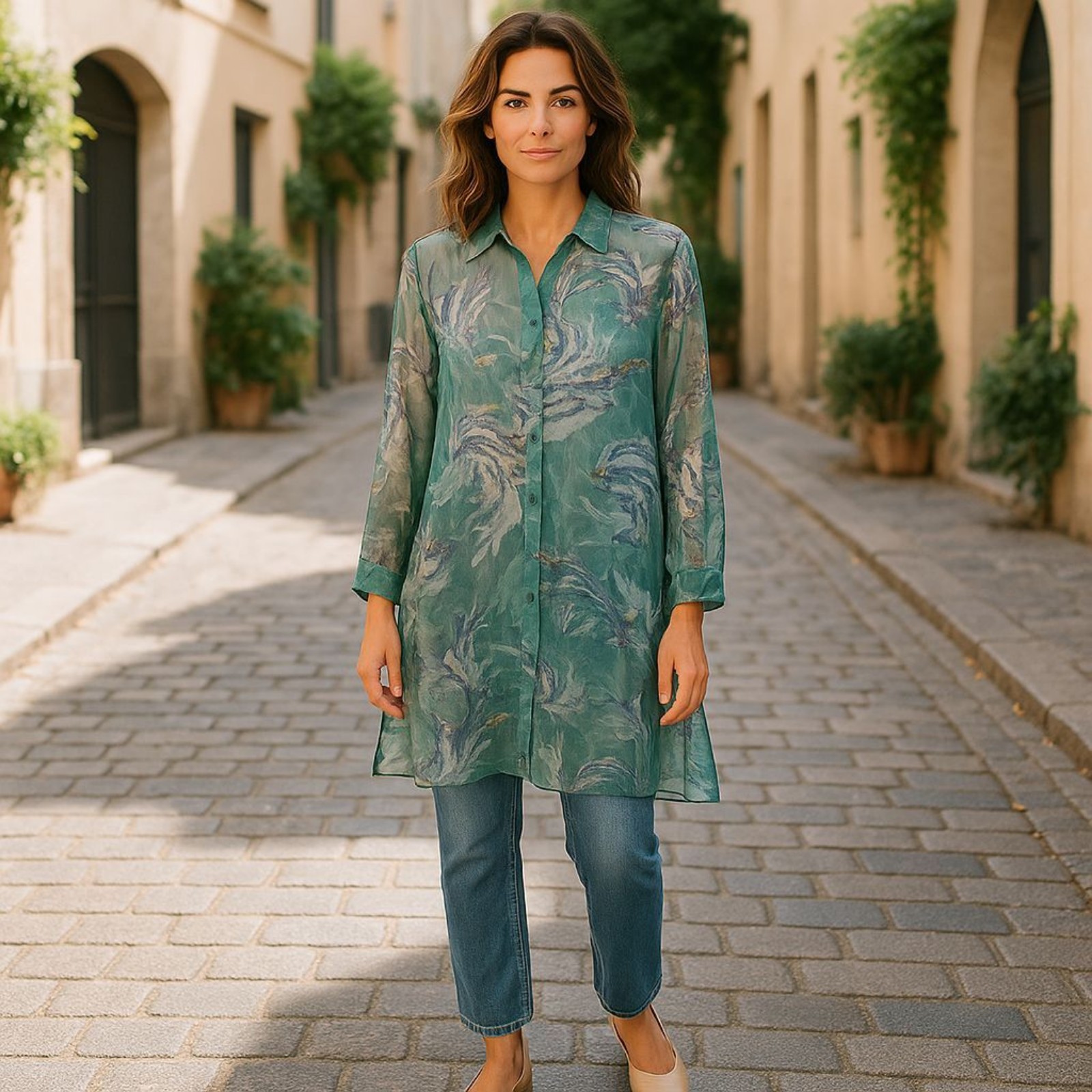 Gabby Isabella/Sheer Floral Blouse