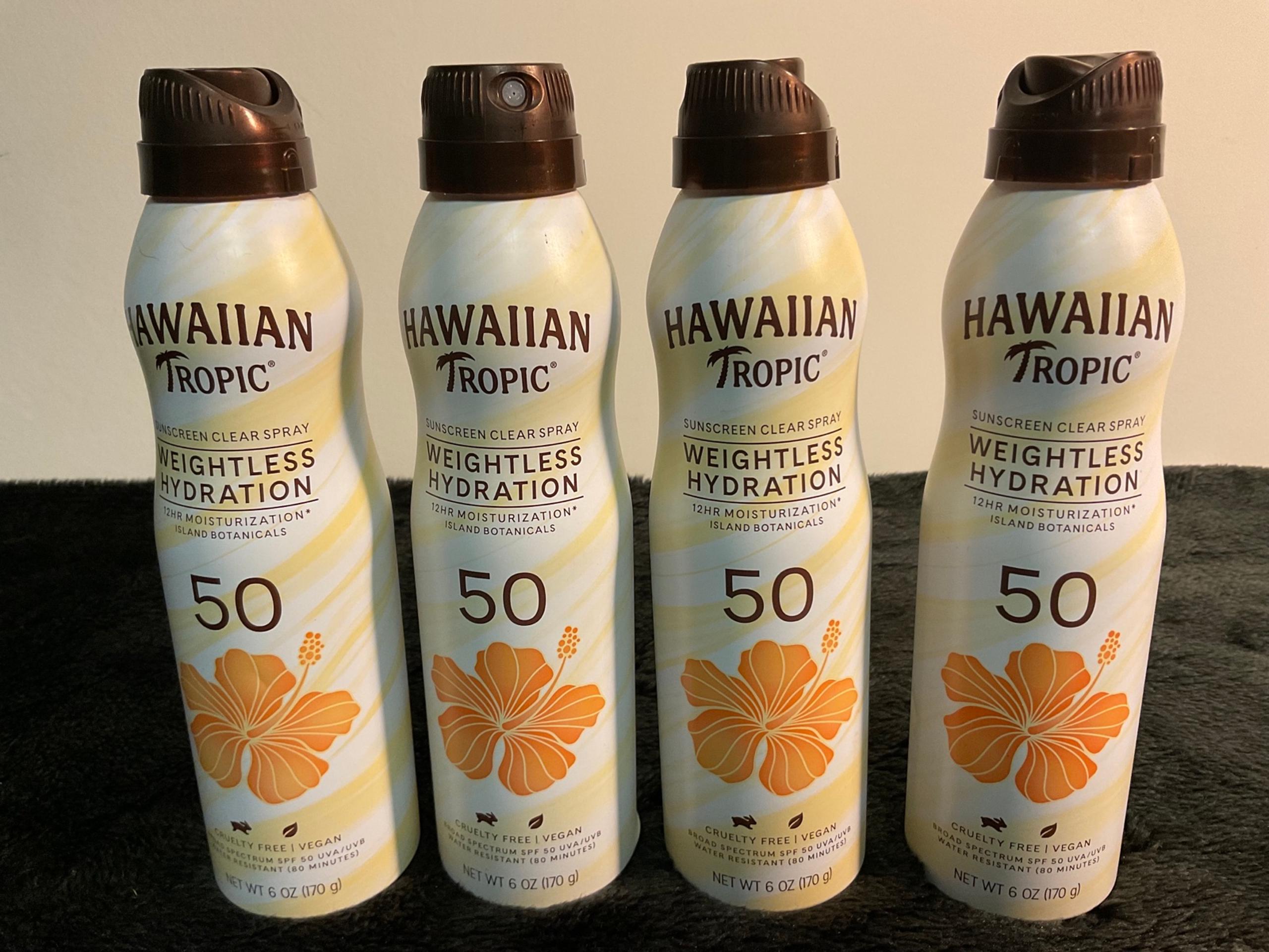 Lot of 4- New Hawaiian Tropic SPF 50 Clear Sunscreen Spray. 6 oz each.
