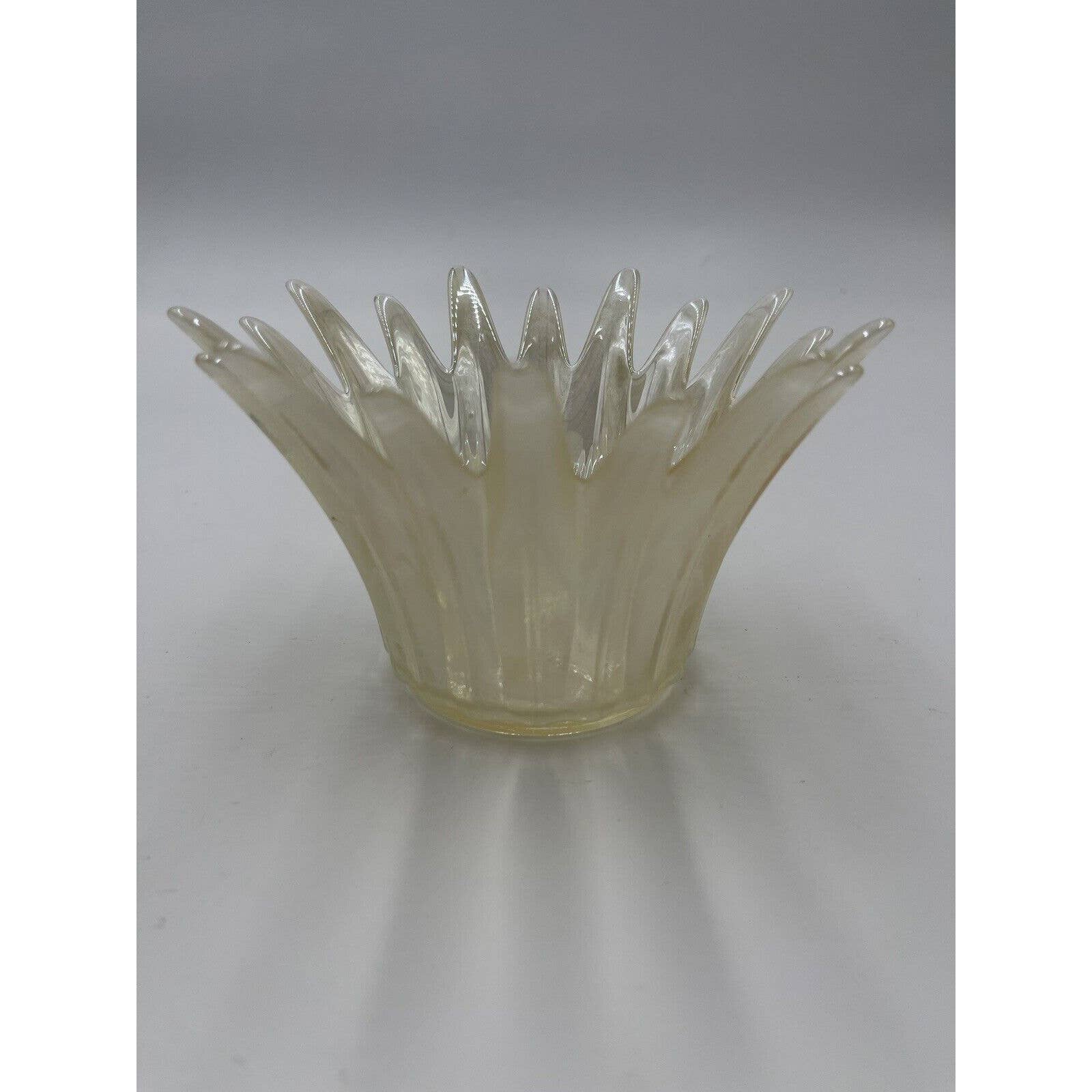 Vintage Lavorazione Arte (Italy) Murano Glass Vase with Petal Shaped Rim