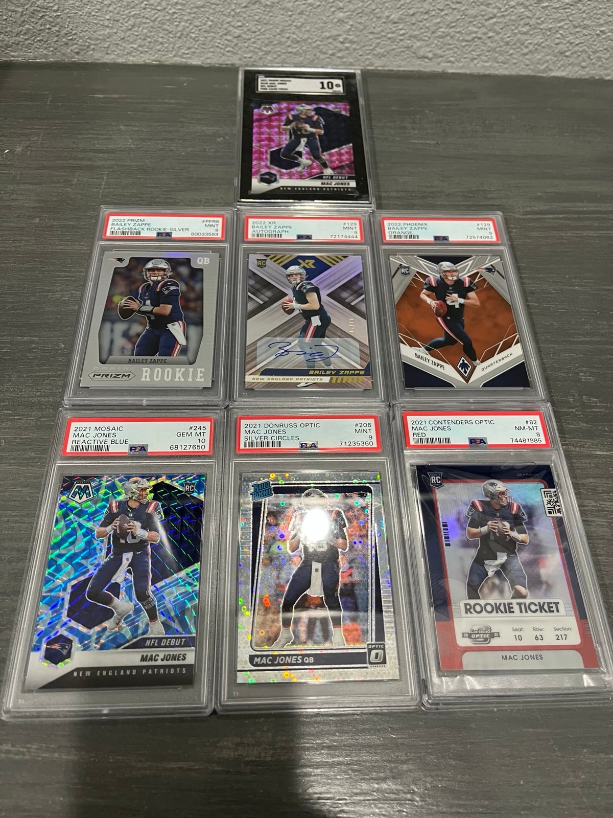 New England Patriots SLAB LOT! Mac Jones and Bailey Zappe! PSA 10, 9, and 8’s!