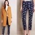 Anthropologie Cartonnier Charlie Pants Blue Brushstroke Cropped Trousers. 4