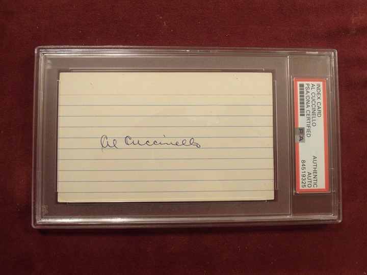 AL CUCCINELLO 1935 NY GIANTS CUT SIGNATURE CARD SIGNED AUTO PSA/DNA SLABBED