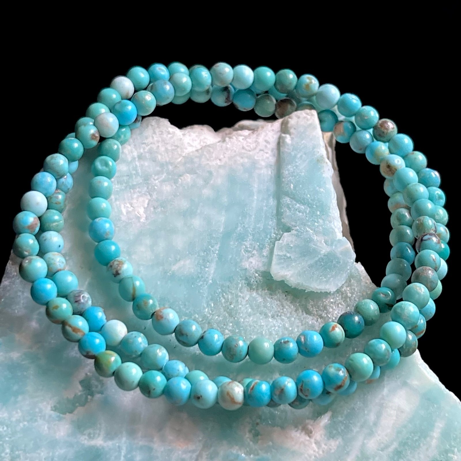 Arizona Turquoise Triple Wrap Crystal bracelet or Necklace 4mm