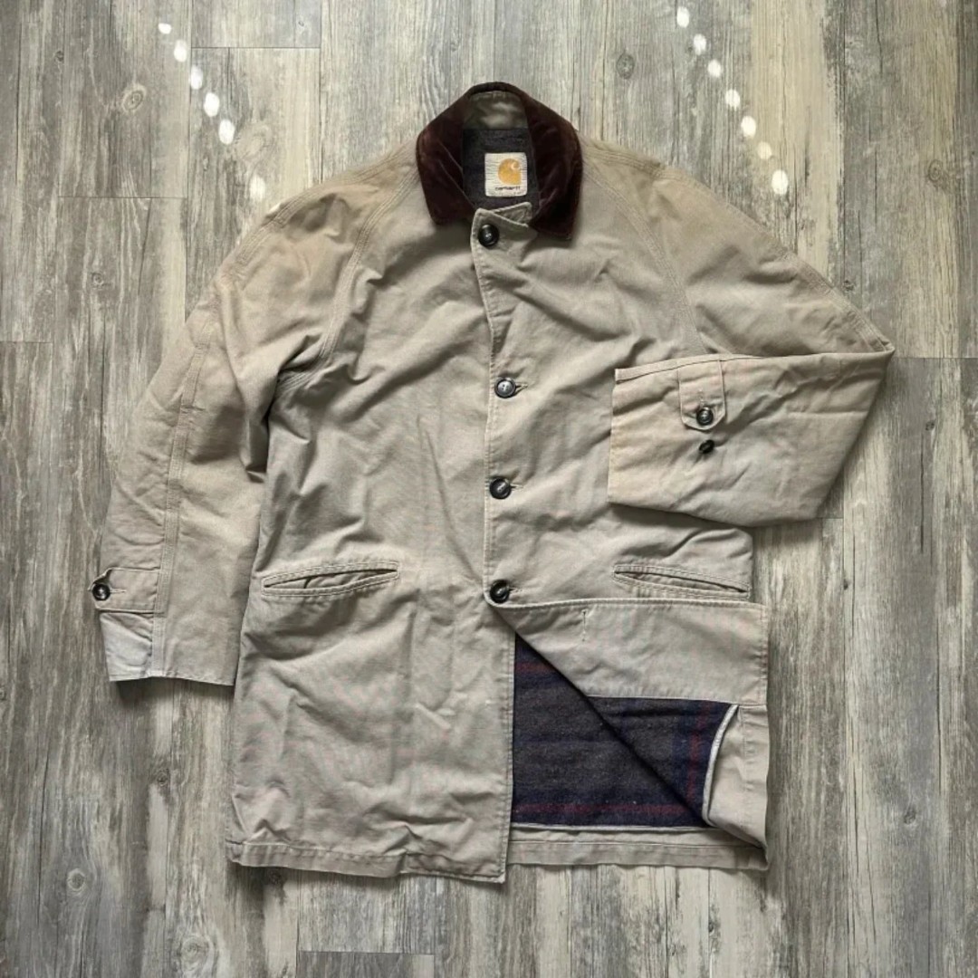 Vintage 70s Carhartt Chore Barn Coat Jacket Size 40 Blanket Lined