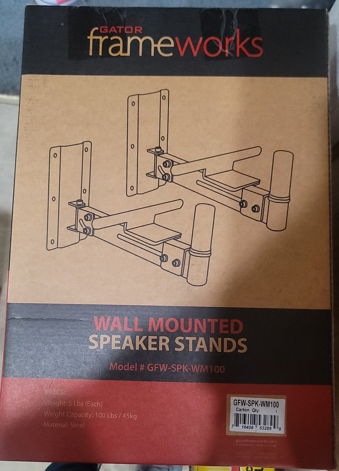 Gator Frameworks wall mounted speaker stands
