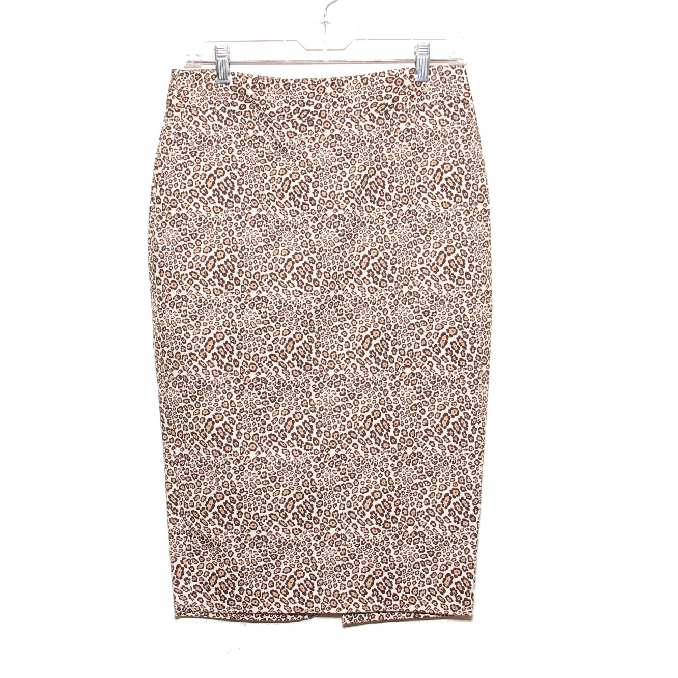 Liz Claiborne Leopard Print Slim Pencil Skirt Size 4 Cotton/Silk Blend