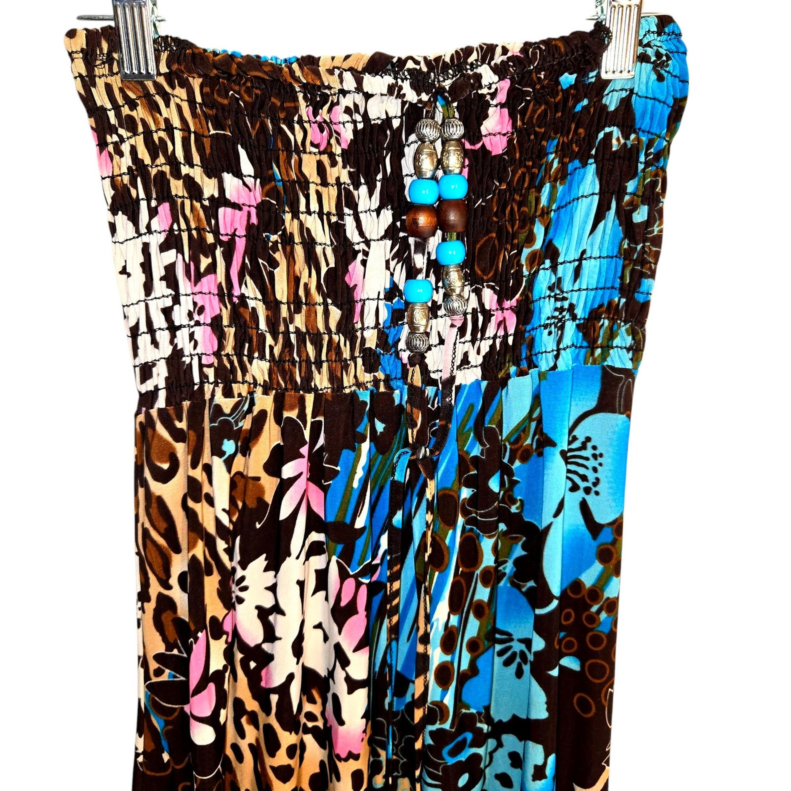 Just Love Small Women's Sleeveless Beaded Maxi BOHO Sun Dress Miss Size 4 6 S