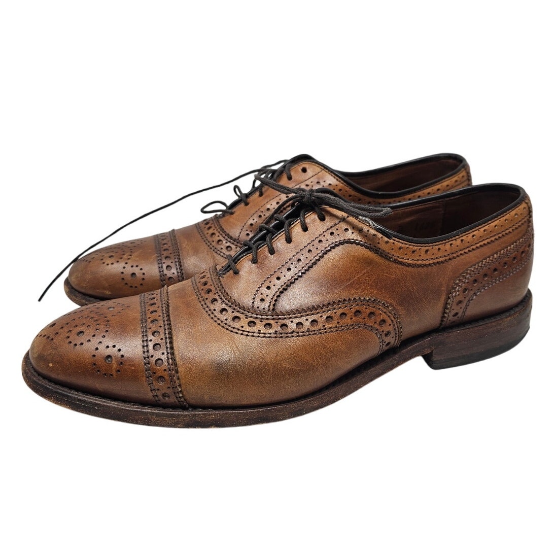 Allen Edmonds 7.5 Strand Brown Leather Wingtip Loafer Classic Career Oxford