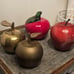 Vintage Apple Decor Lot Brass,glass,stone Lot Of 4