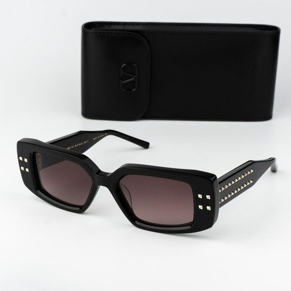 Valentino Women Sunglasses Black Gold Rose Square V - CINQUE VLS-108A-53