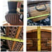 Vntg Wood Bamboo Woven Rattan Brass Basket Locking Lid Etch Leaf Trim Footed 13