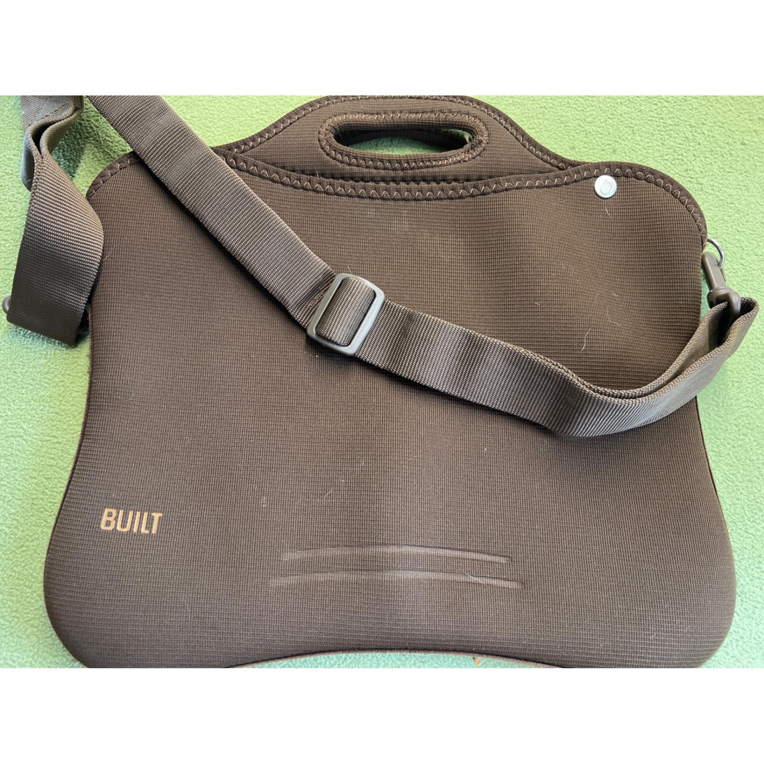 BUILT laptop bag carrier brown/green cushion strap med neoprene