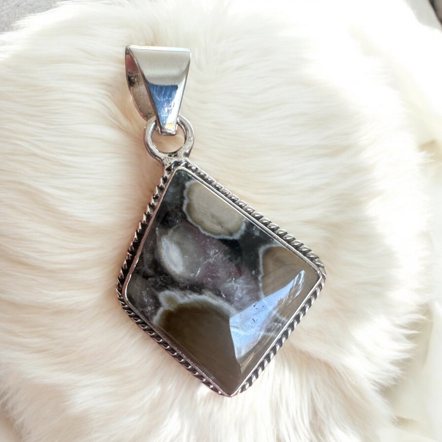 Ocean Jasper Solid 925 Sterling Silver Pendant