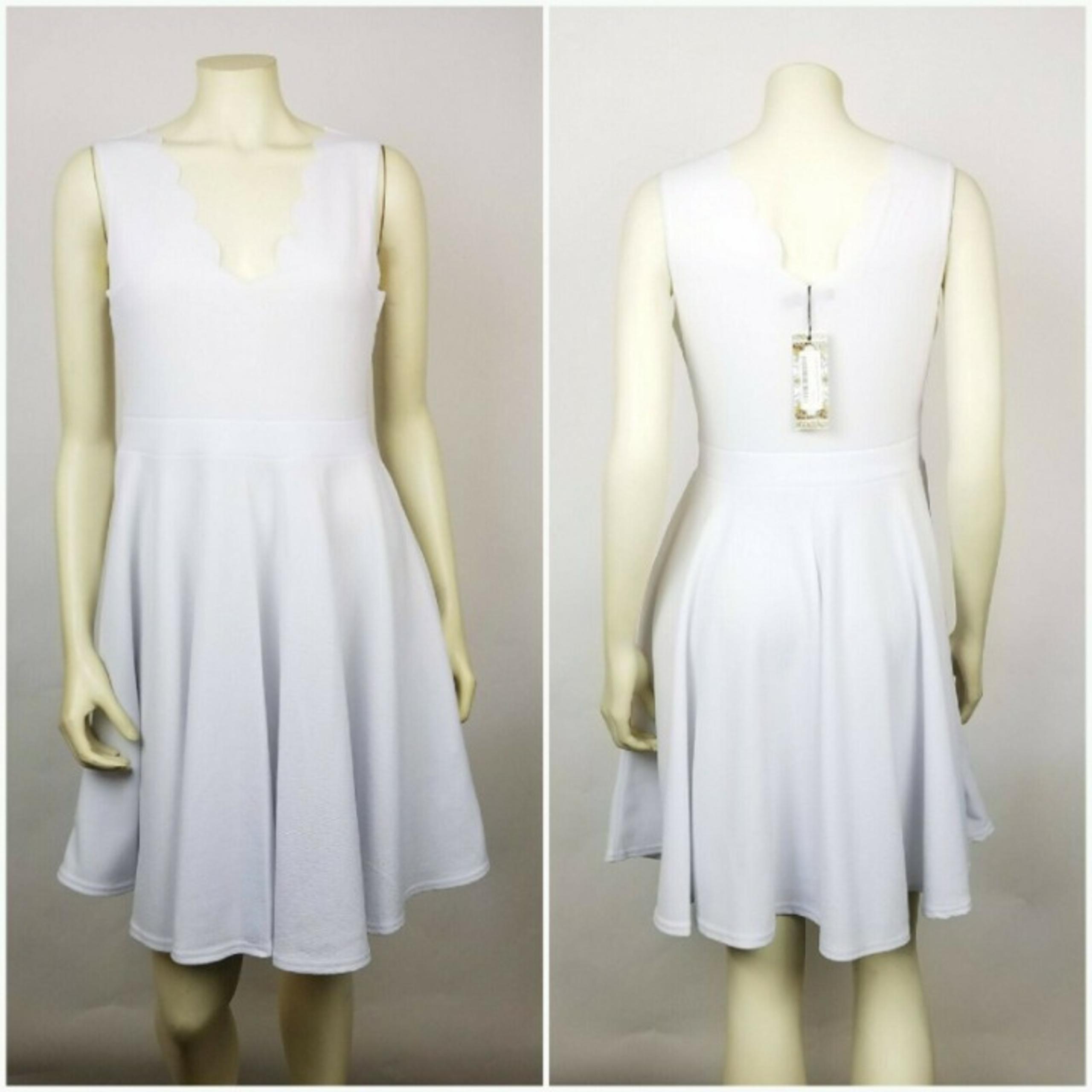 boobhoo Womens Dress Skater Scallop White Size 14 NWT