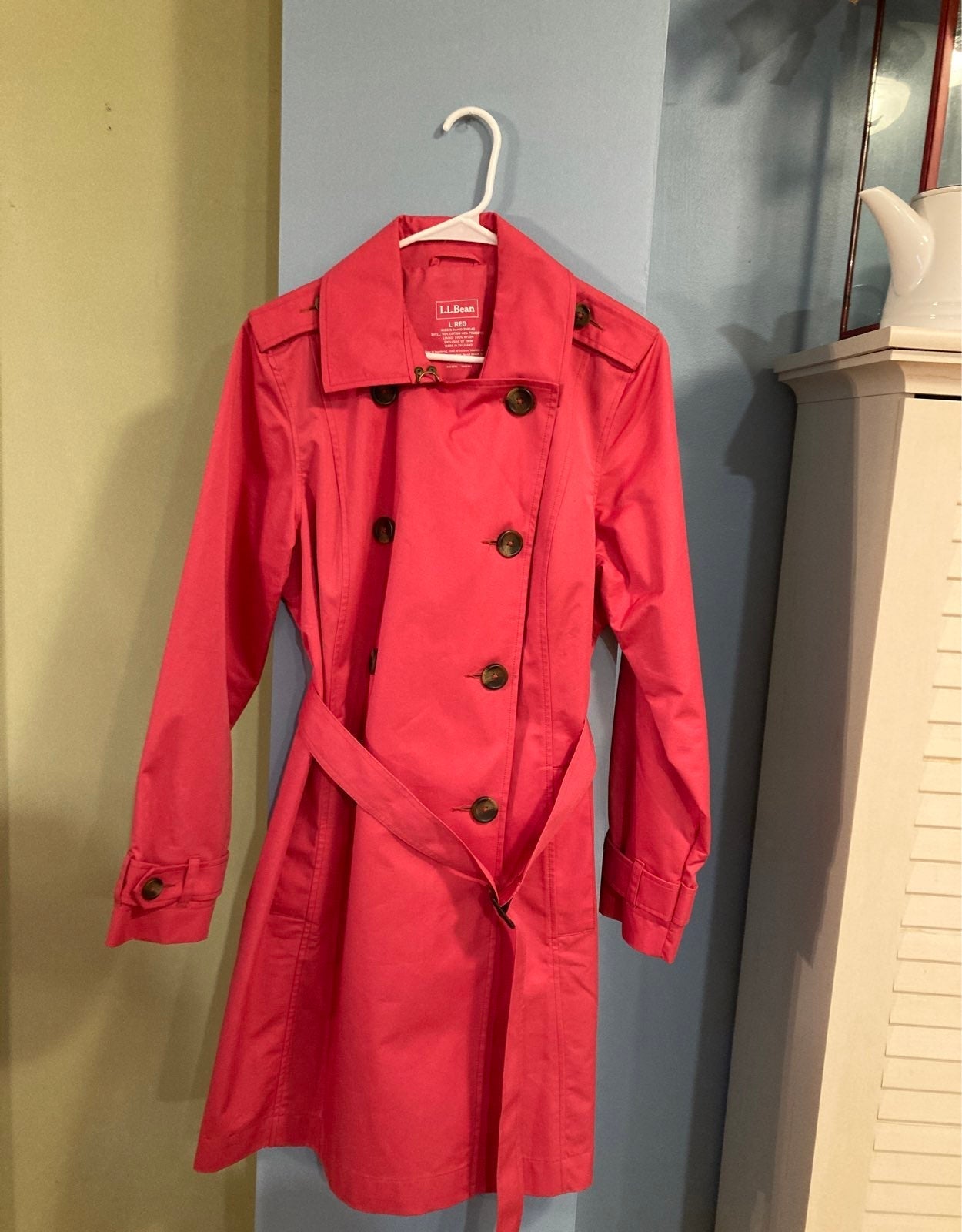 L.L. Bean ladies salmon color trench coat