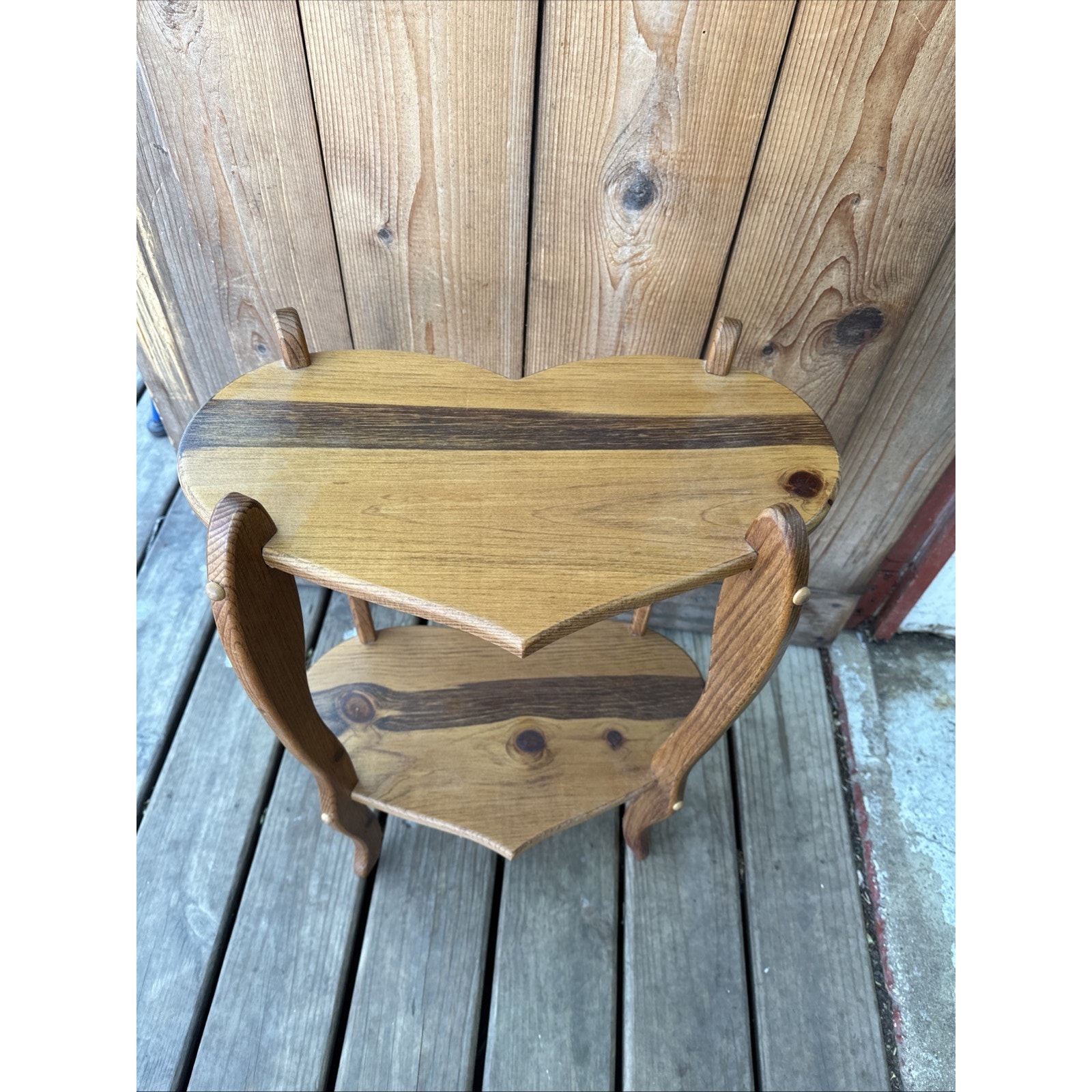 Two Tier Wooden Heart Shaped Table 26” Tall