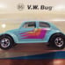 V.W. Bug, #65 VHTF 1st Issue, Turquoise, Basic Black Walls, 1989 Hot Wheels