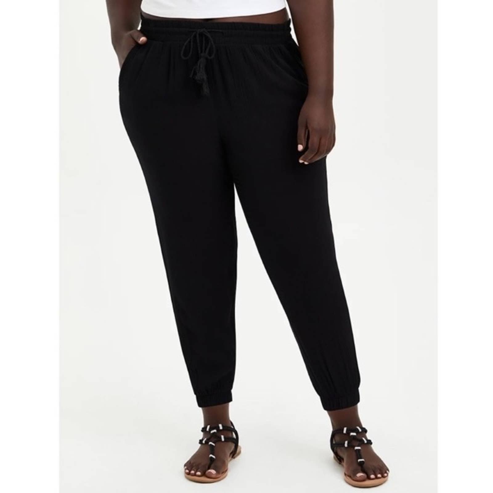 Torrid Black High Waist Gauze Jogger With Drawstring Tassels Elastic Waist 3X