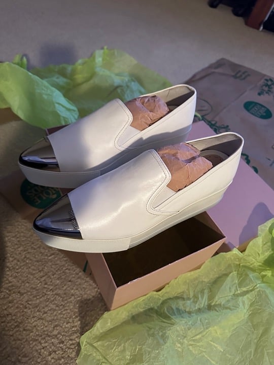 Miu Miu Prada ❤️ Nappa Leather Metal Point Cap Platform Sneakers