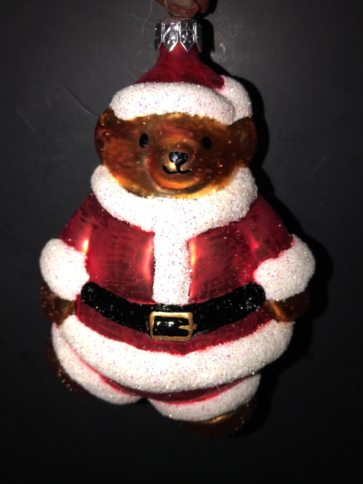 Blown Glass Santa Teddy Bear Ornament Christopher Radko Made in Poland