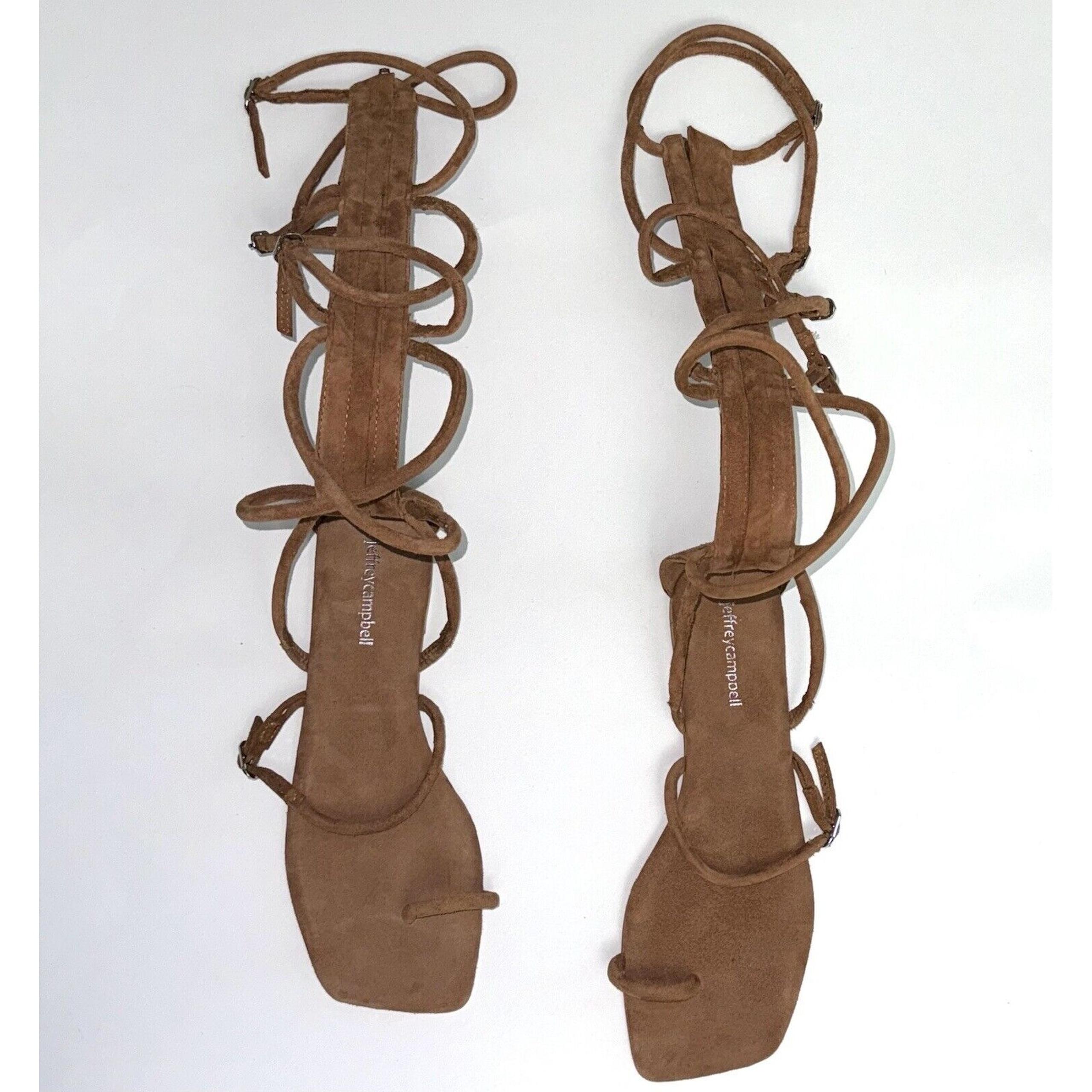 Jeffrey Campbell Gladiator Sandals Gladia Brown Suede Women's Size 7 38 $125