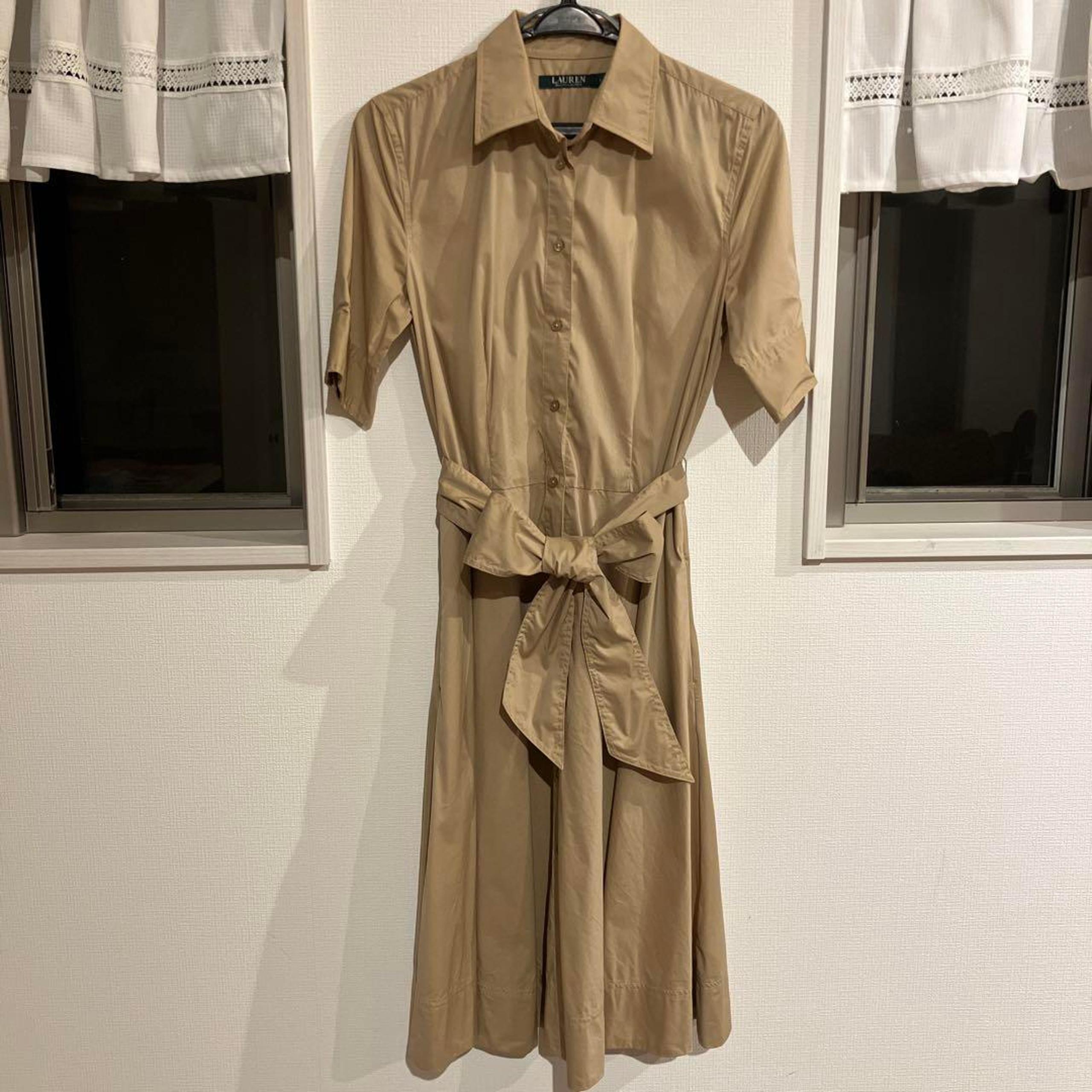 LAUREN RALPH LAUREN Beige Shirt Dress, Size S
