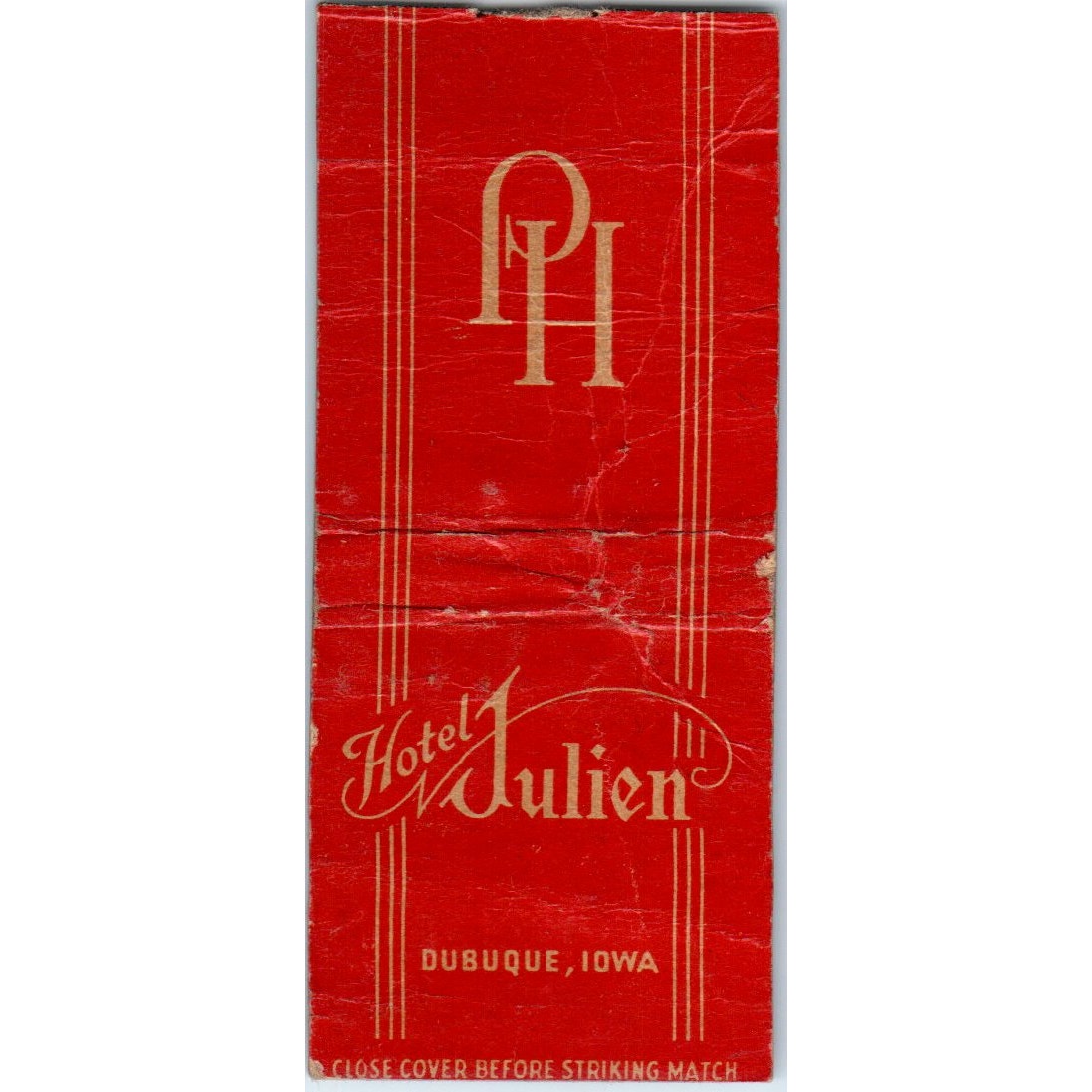 Hotel Julien Dubuque Iowa Vintage Matchbook Cover SF4-Y4