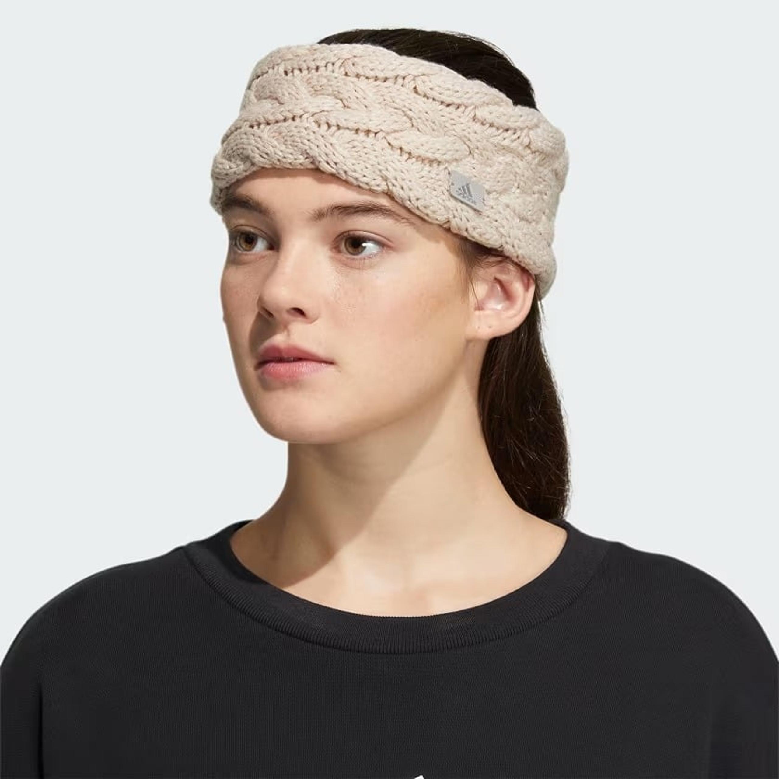 Adidas Women's Fashion Knit, Fleece Lined Winter Headband, Wonder Beige - NEW
