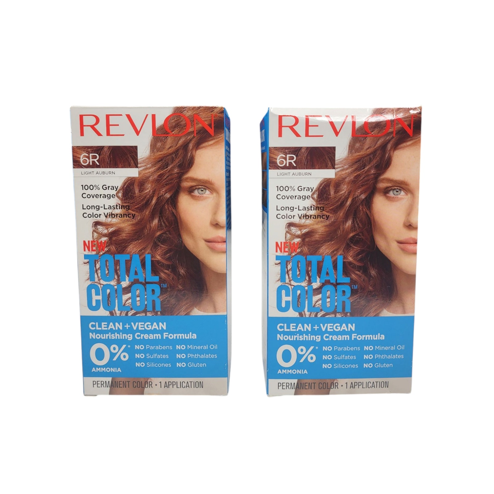 Revlon Total Color Light Auburn 6R Clean Vegan Formula Permanent Hair Dye NIB x2