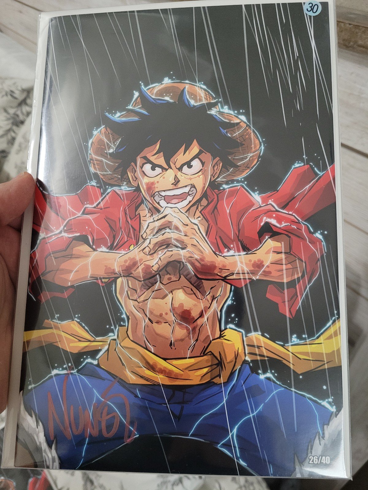 Eddie Nunez signed luffy sketch 26/40