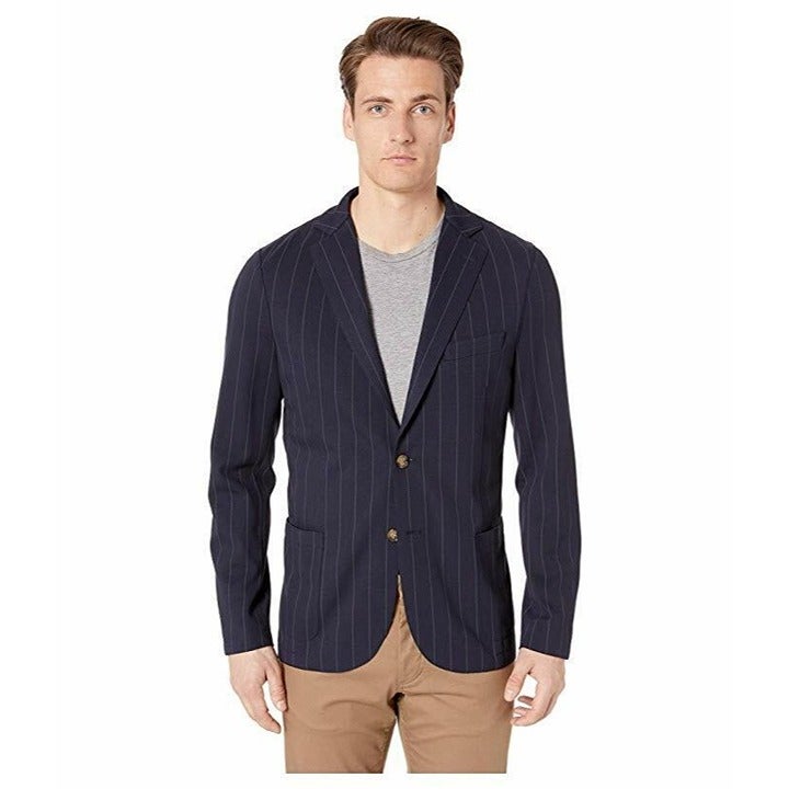 Eleventy NWT Soft Jacket / Sport Coat Size 48 (38R US) Blue w/ Gray Chalkstripe