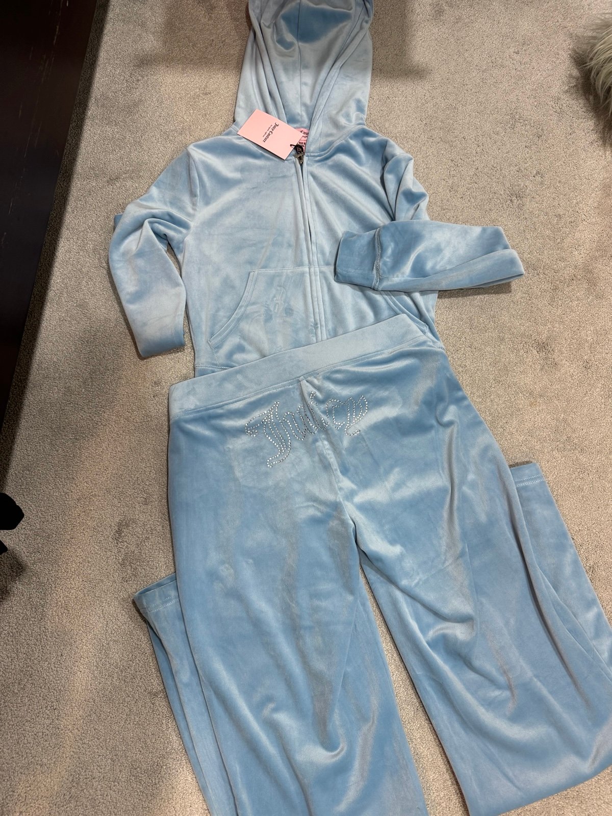 NWT Juicy Couture Heritage Blue Velour Tracksuit - Size Small