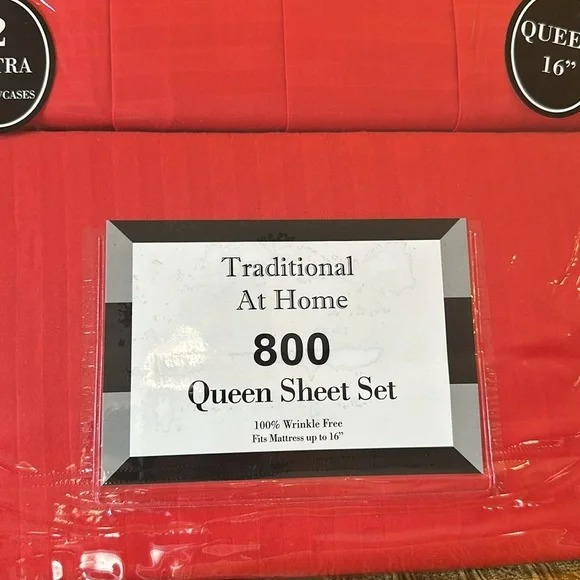 Transitional at Home 6pc Queen Sheet Set Lipstick red embossed stripes