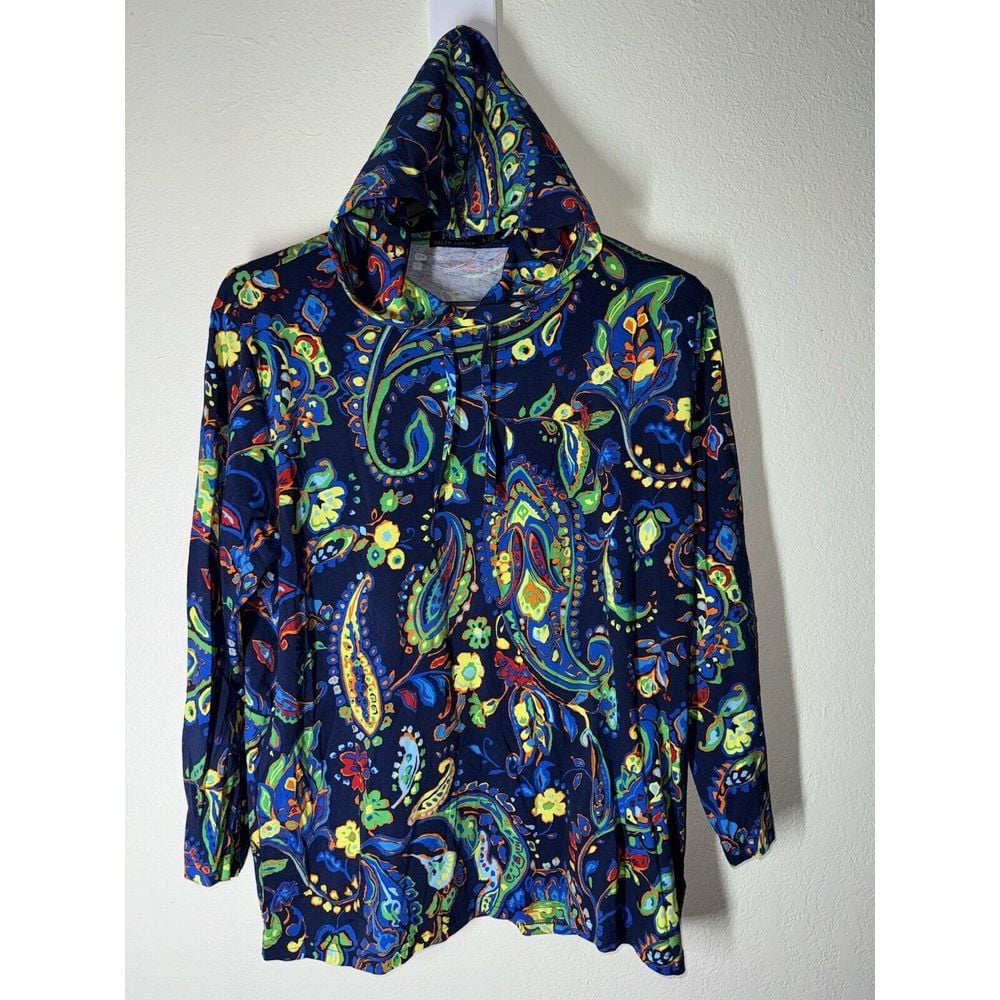 Polo Ralph Lauren Colorful Multicolor Paisley Light Hoodie Shirt Small