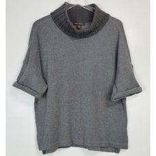 Tommy Bahama large cashmere blend knit short sleeve sweater gray mock neck