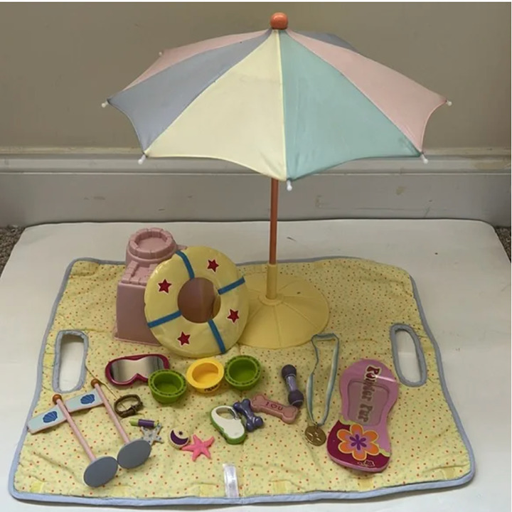 American Girl Bitty Baby Vintage Beach Toys Umbrella sand castle inner tube
